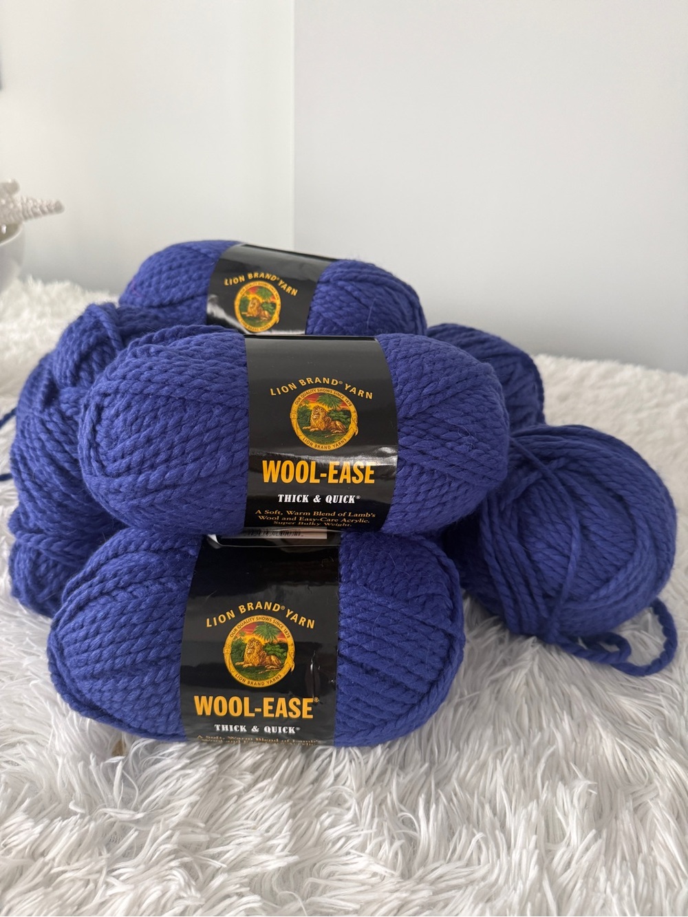 Lion Brand Wool-Ease Thick & Quick Royal Blue Yarn - 4-Pack